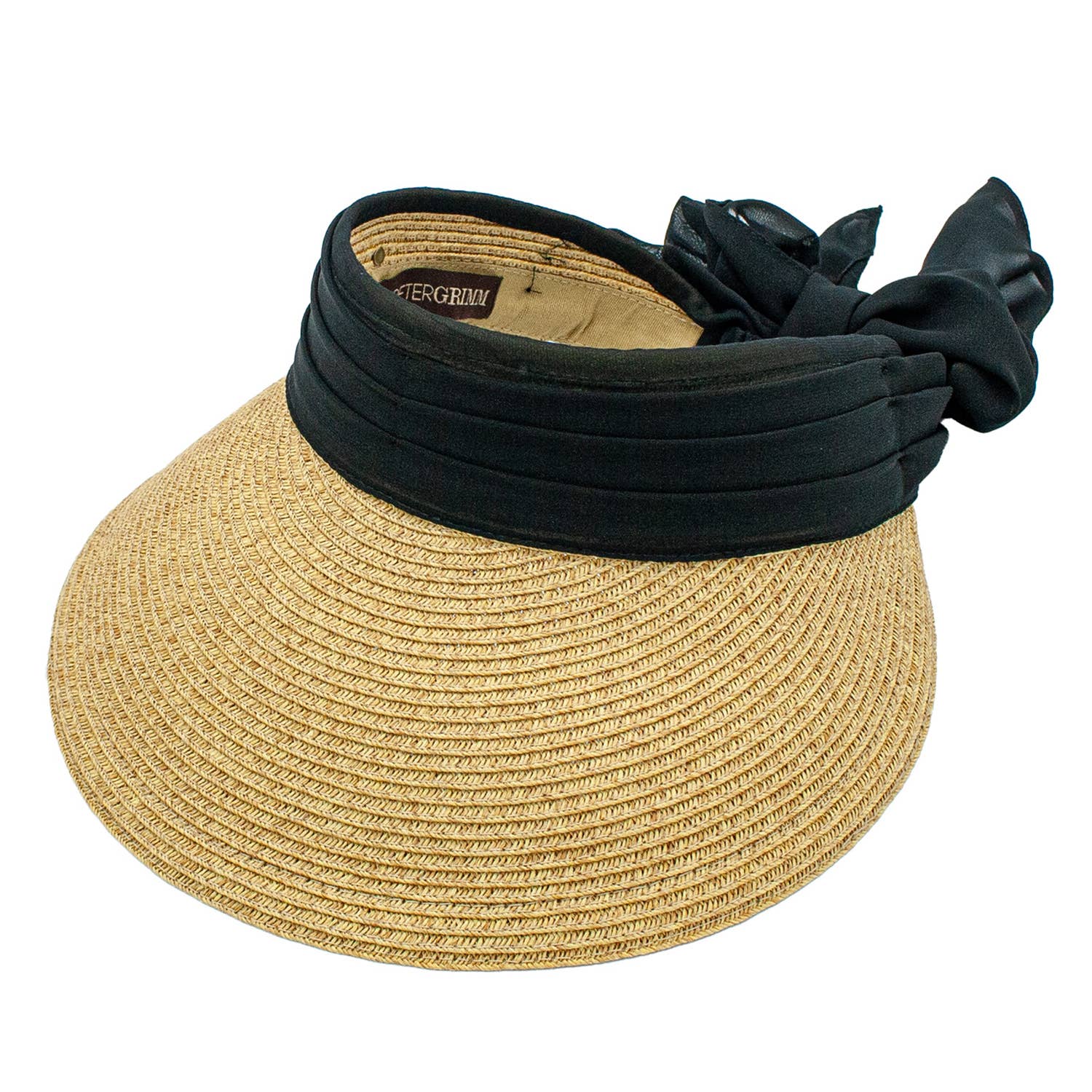 Lido Toyo Straw Black Visor Sun Adjustable Resort Cap Hat