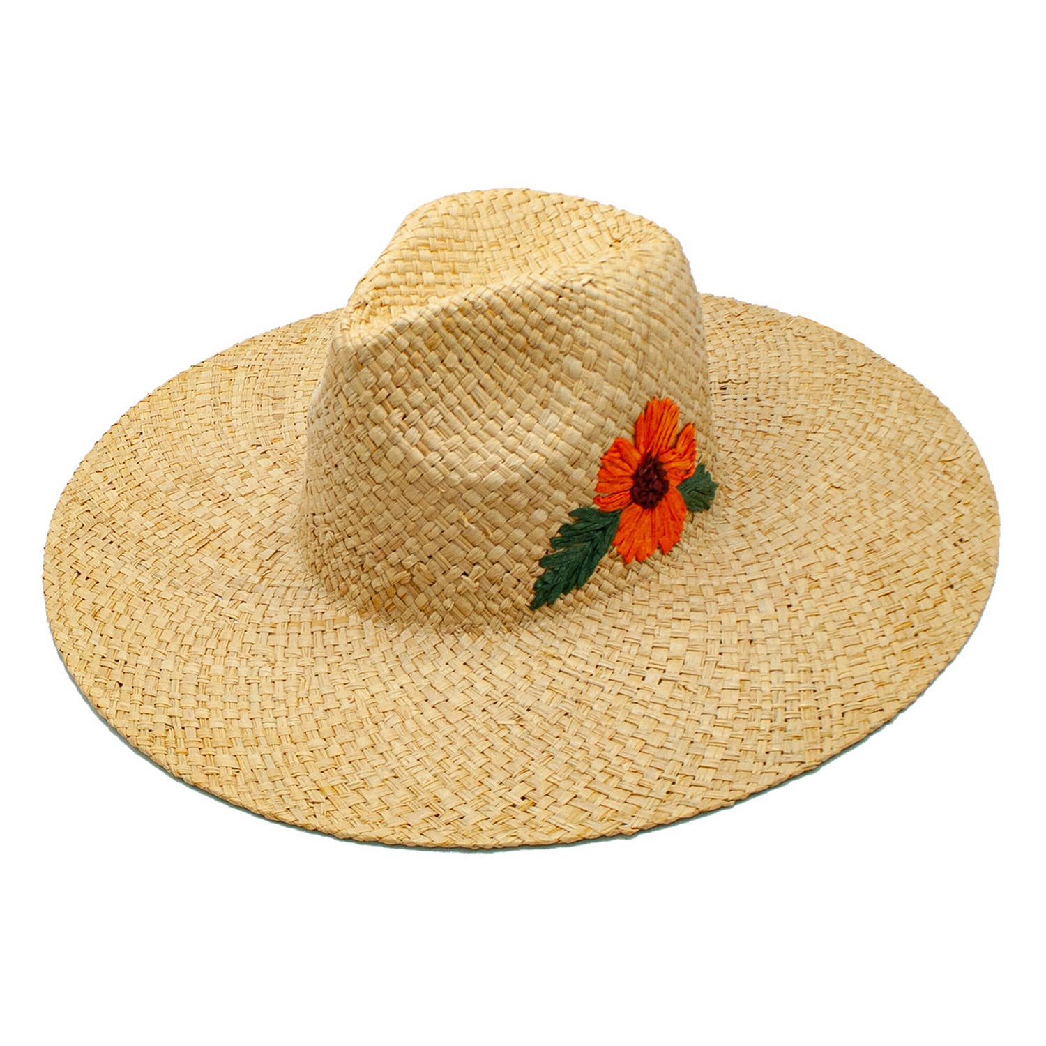Delfina Flower Straw Wide Brim Resort Hat