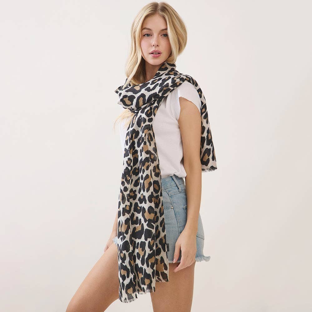 Leopard Print Wrap Scarf