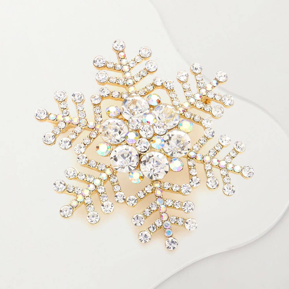 Crystal Pave Snowflake Pin Brooch / Pendant