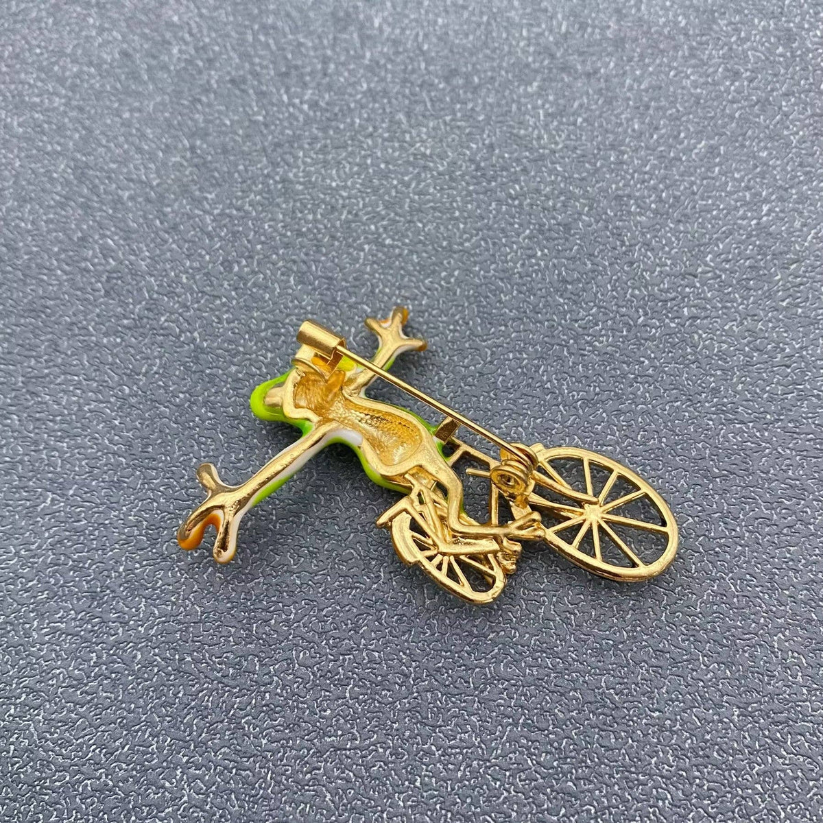 Frog Riding A Bike Brooch