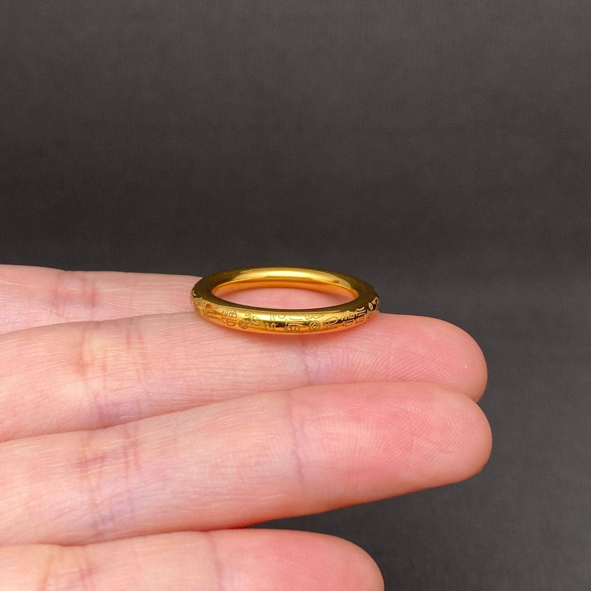 Lucky '福' 18K Gold Plated Stainless Steel Ring - FGS