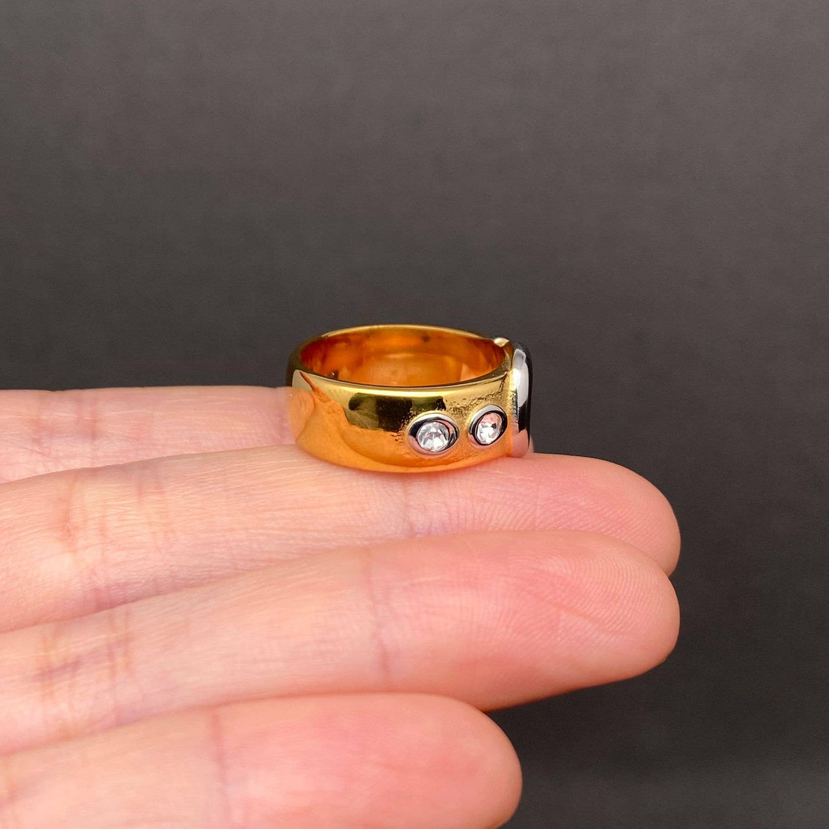 Belt Design 18K Gold Plated Stainless Steel Ring - FGS
