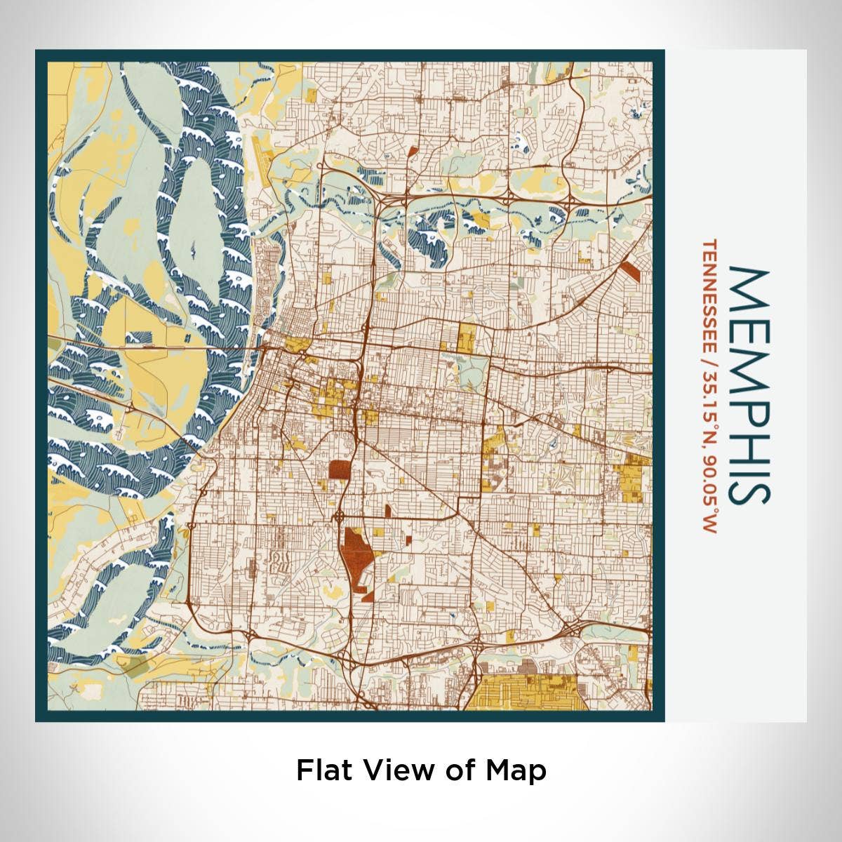 Memphis TN Map Tumbler in Woodblock
