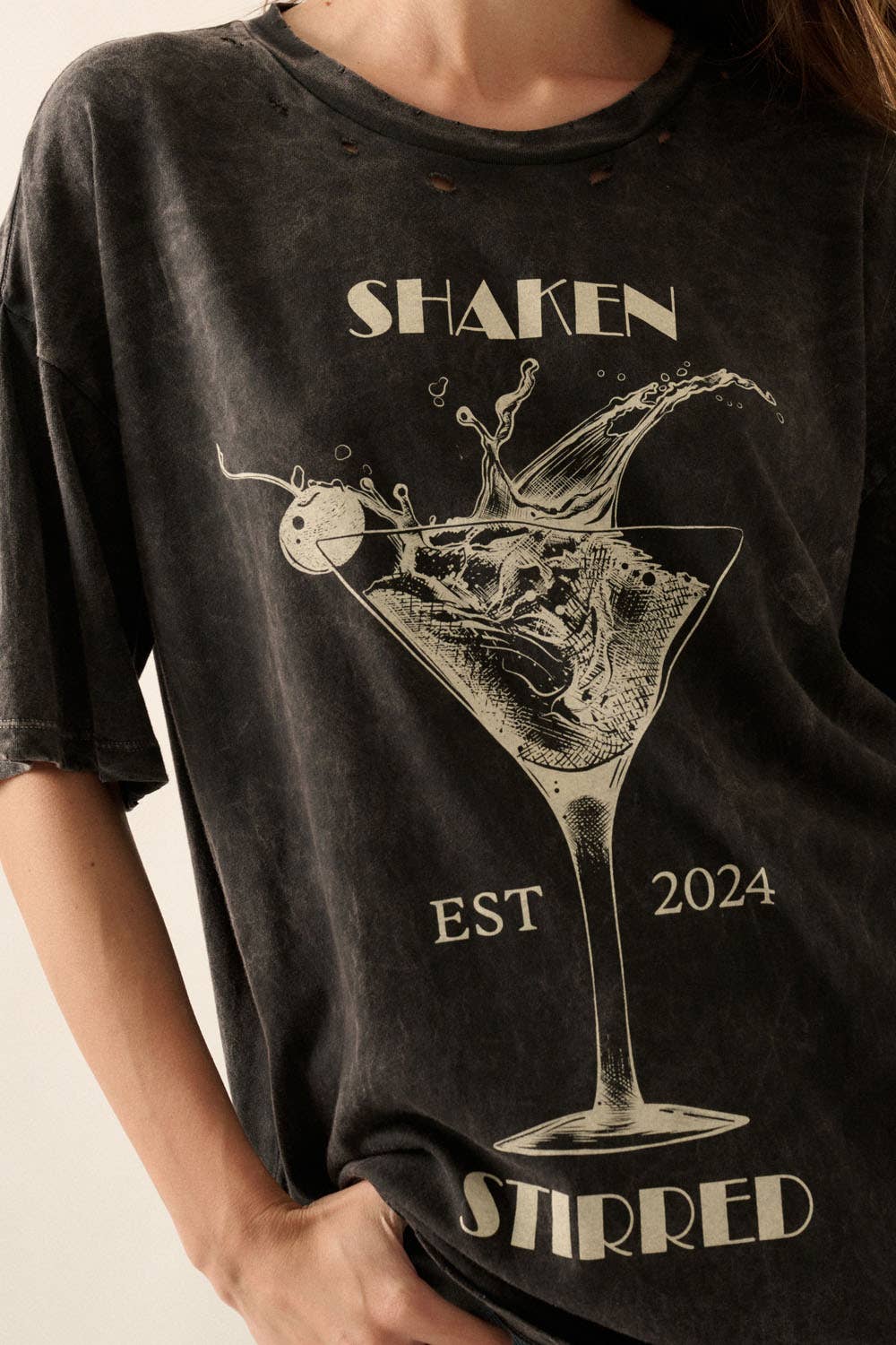 Shaken Stirred Martini Vintage Wash Graphic Tee