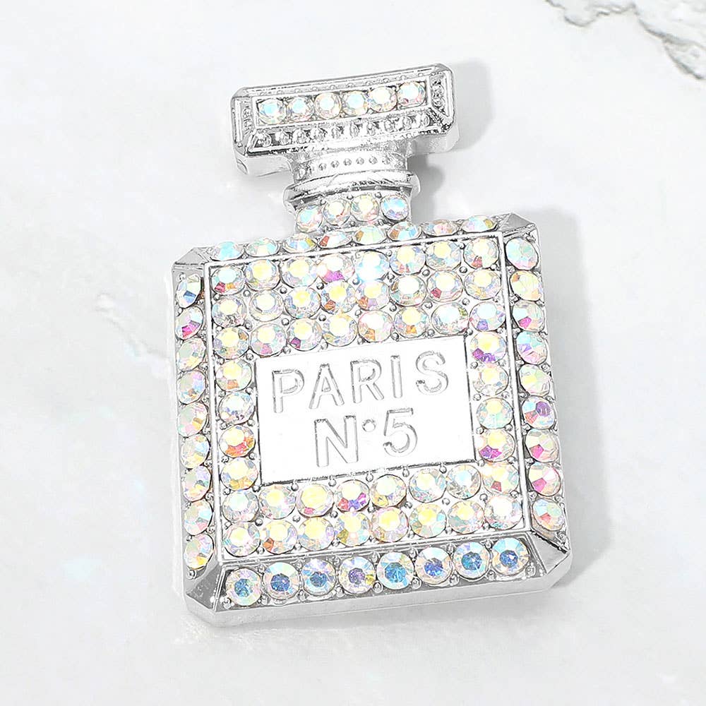 Rhinestone Pave PARIS N5 Perfume Bottle Pin Brooch