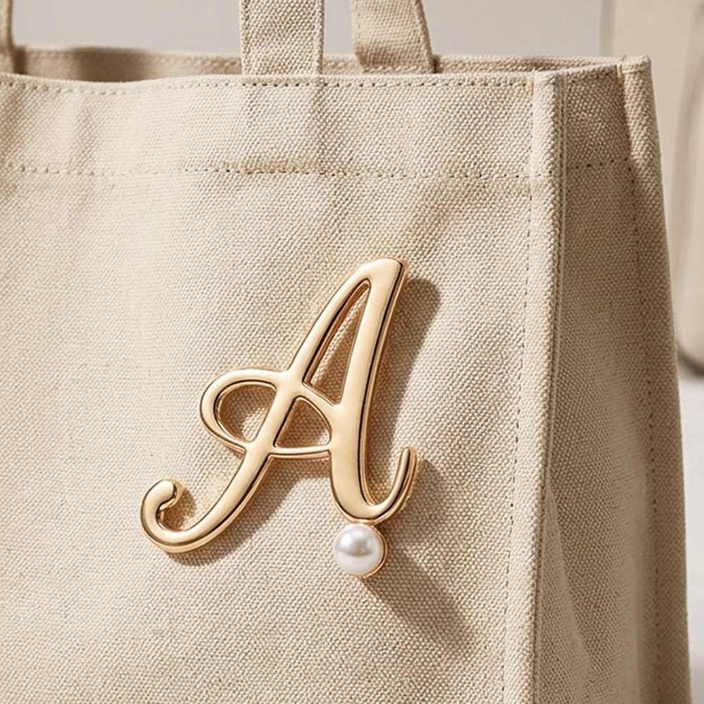 Pearl Accent Initial Letter Pin Brooch
