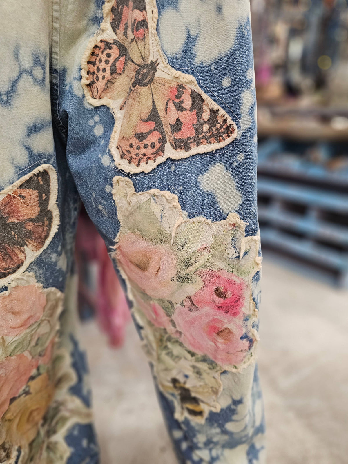 Vintage Butterfly Rose Overalls