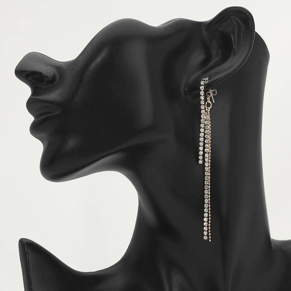 Rhinestone Fringe Drop Earrings