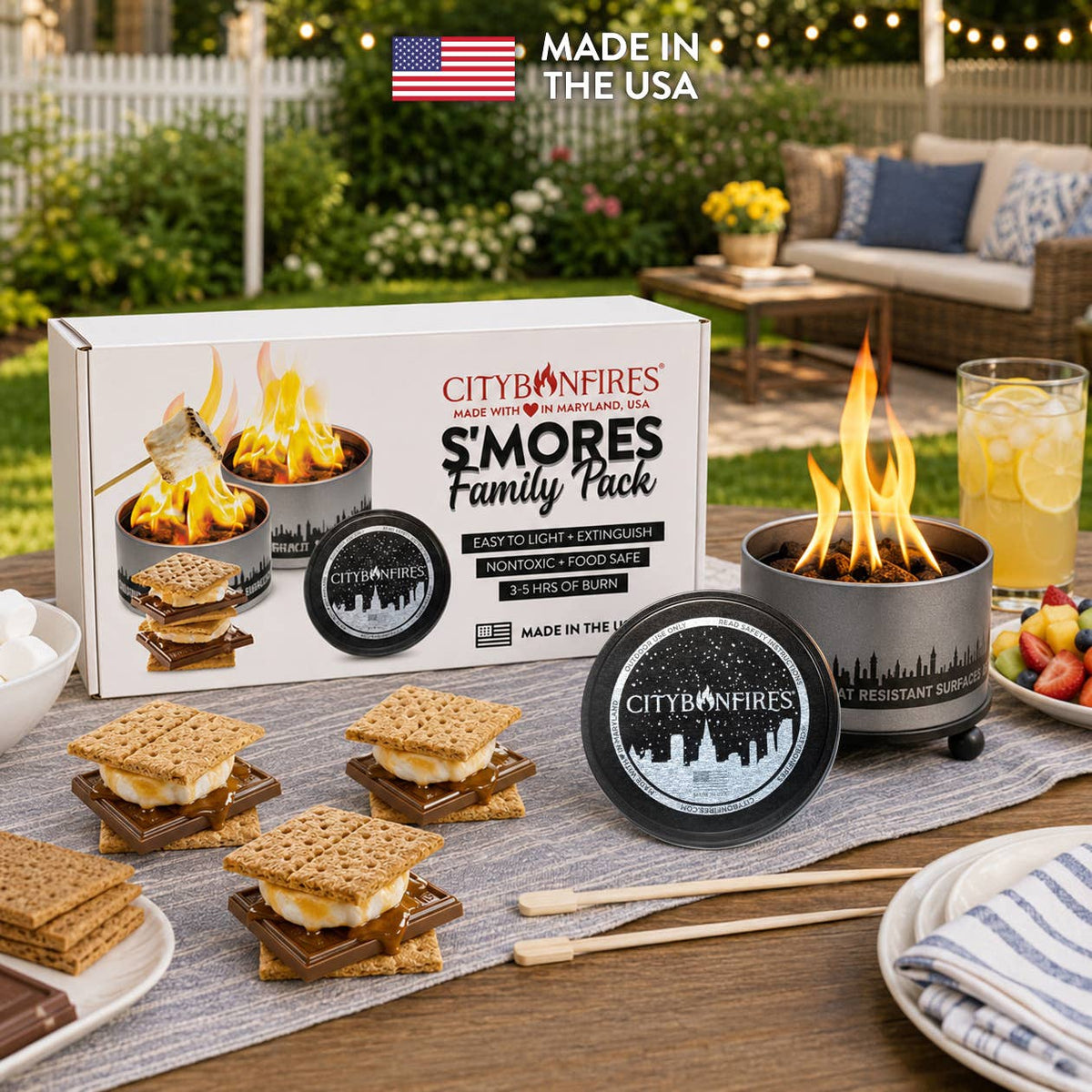 S'mores Family Pack – 2 City Bonfires + S'mores Kit for 8