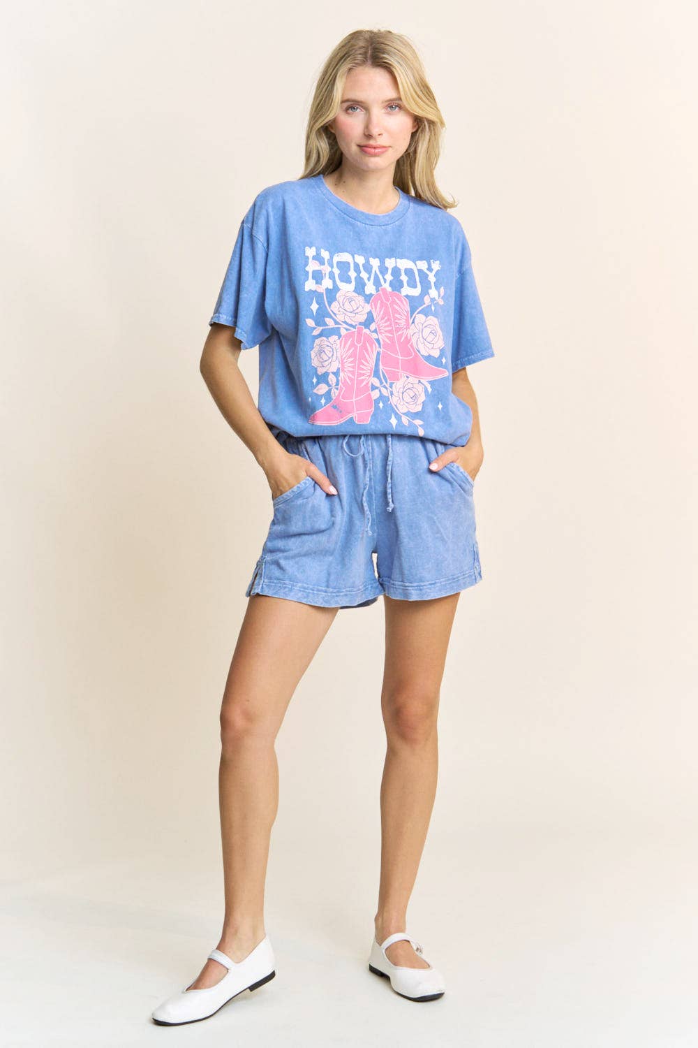Mineral Wash Side Knit: Denim Blue