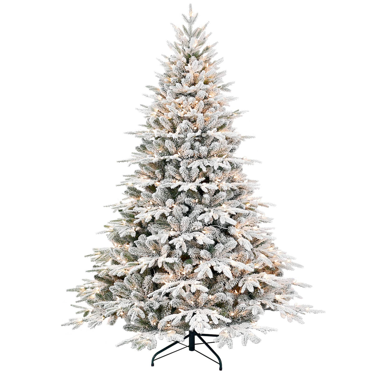 9ft Pre-Lit Flocked Christmas Tree with Warm White Lights