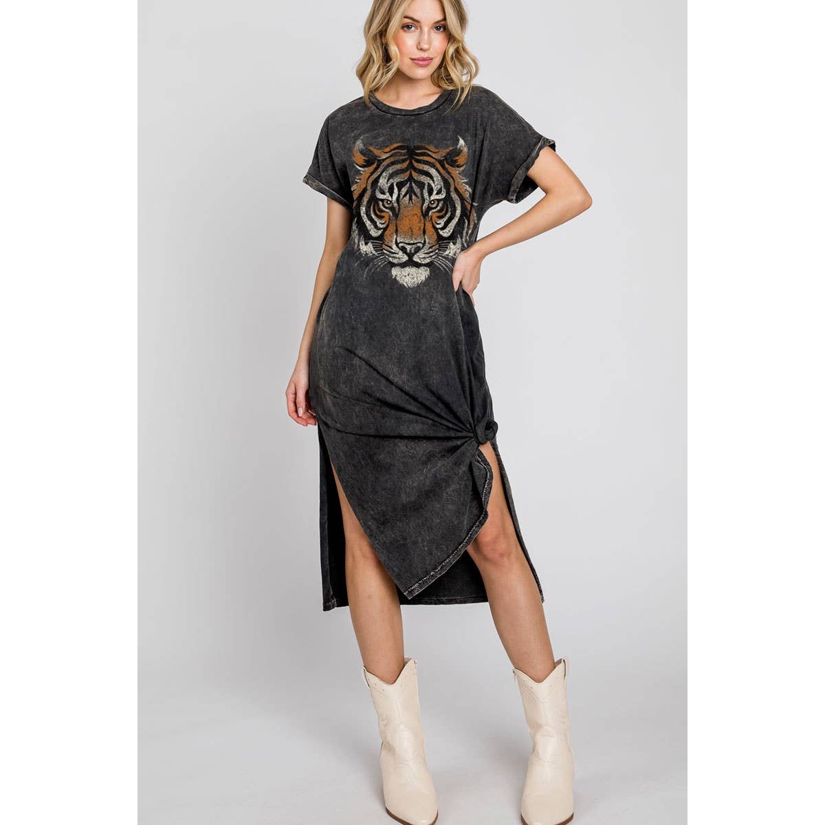 TIGER BIG FACE MINERAL GRAPHIC DRESS