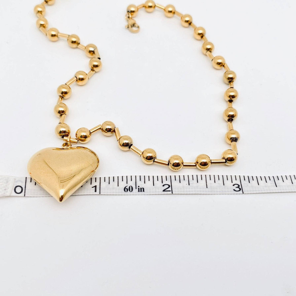 Large Heart Pendant 18K Gold Plated Stainless Steel Necklace