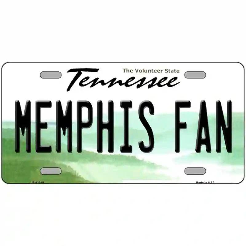 Memphis Fan Novelty Metal License Plate