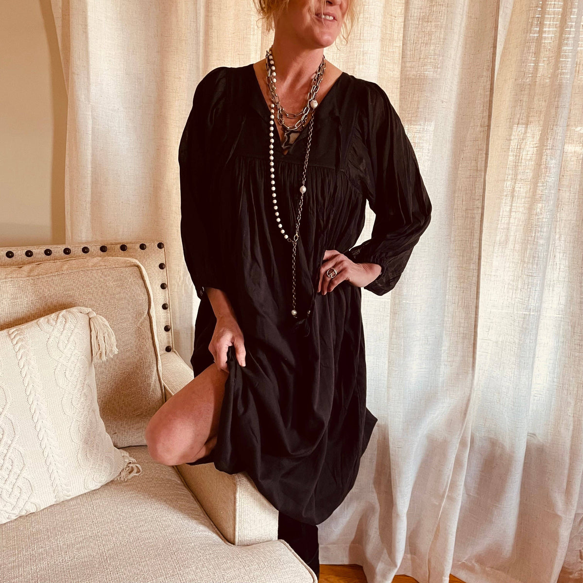 Onyx Breeze Cotton Maxi Dress