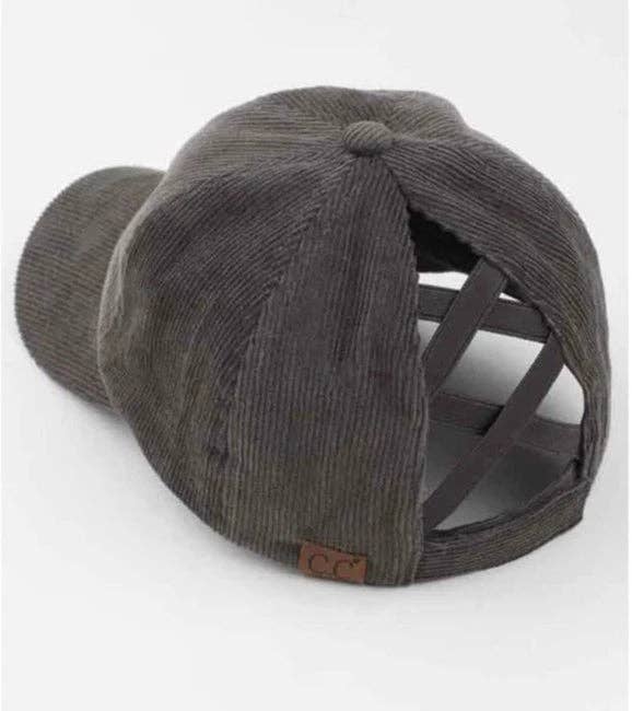 Corduroy Criss Cross Pony Cap