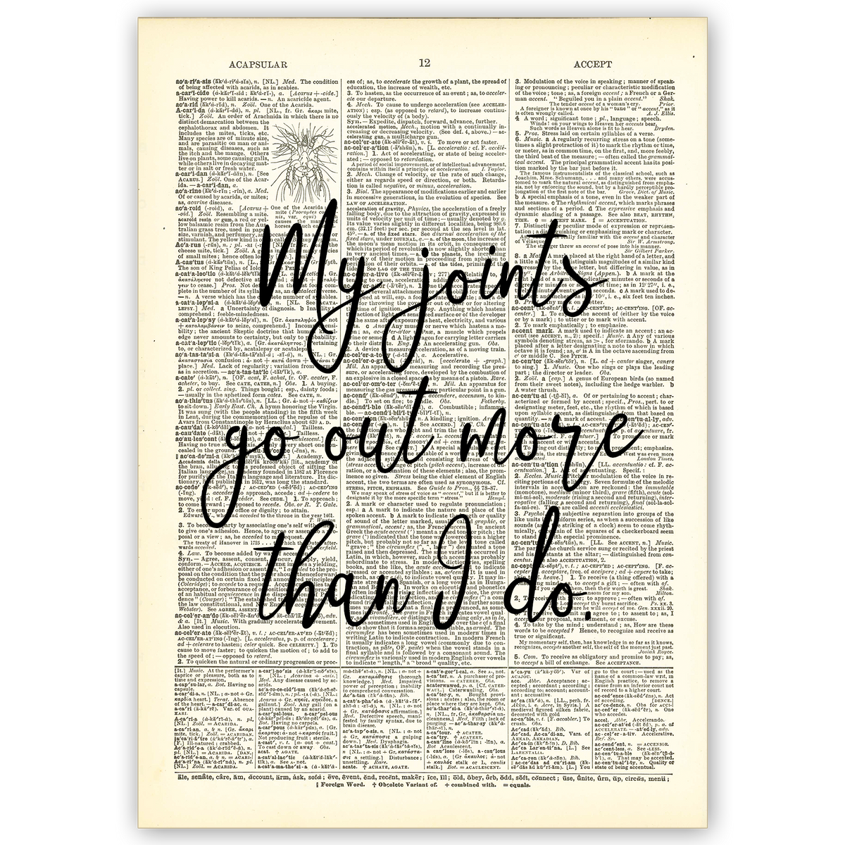 Art Print Dictionary Page | Vintage | My Joints Go Out