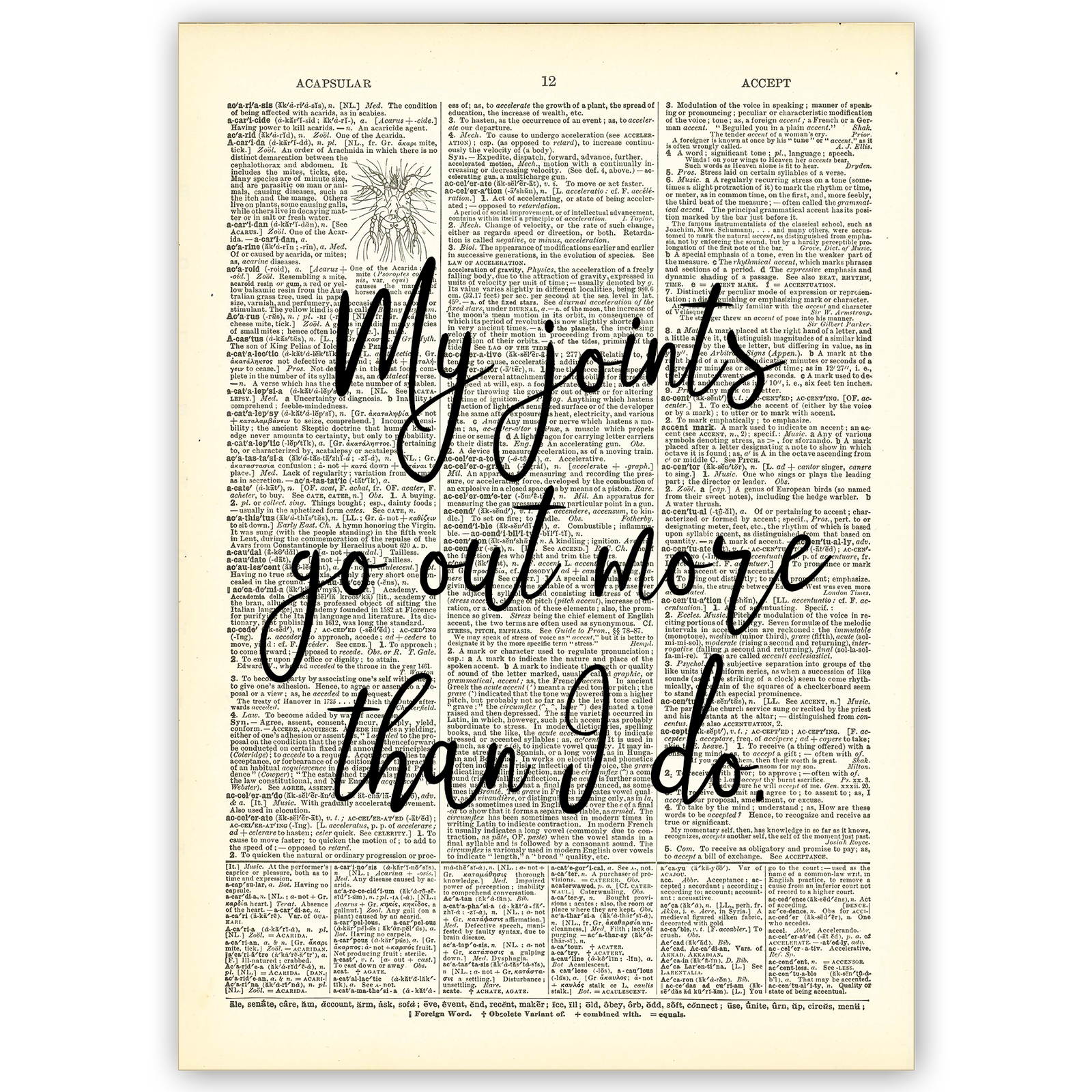 Art Print Dictionary Page | Vintage | My Joints Go Out