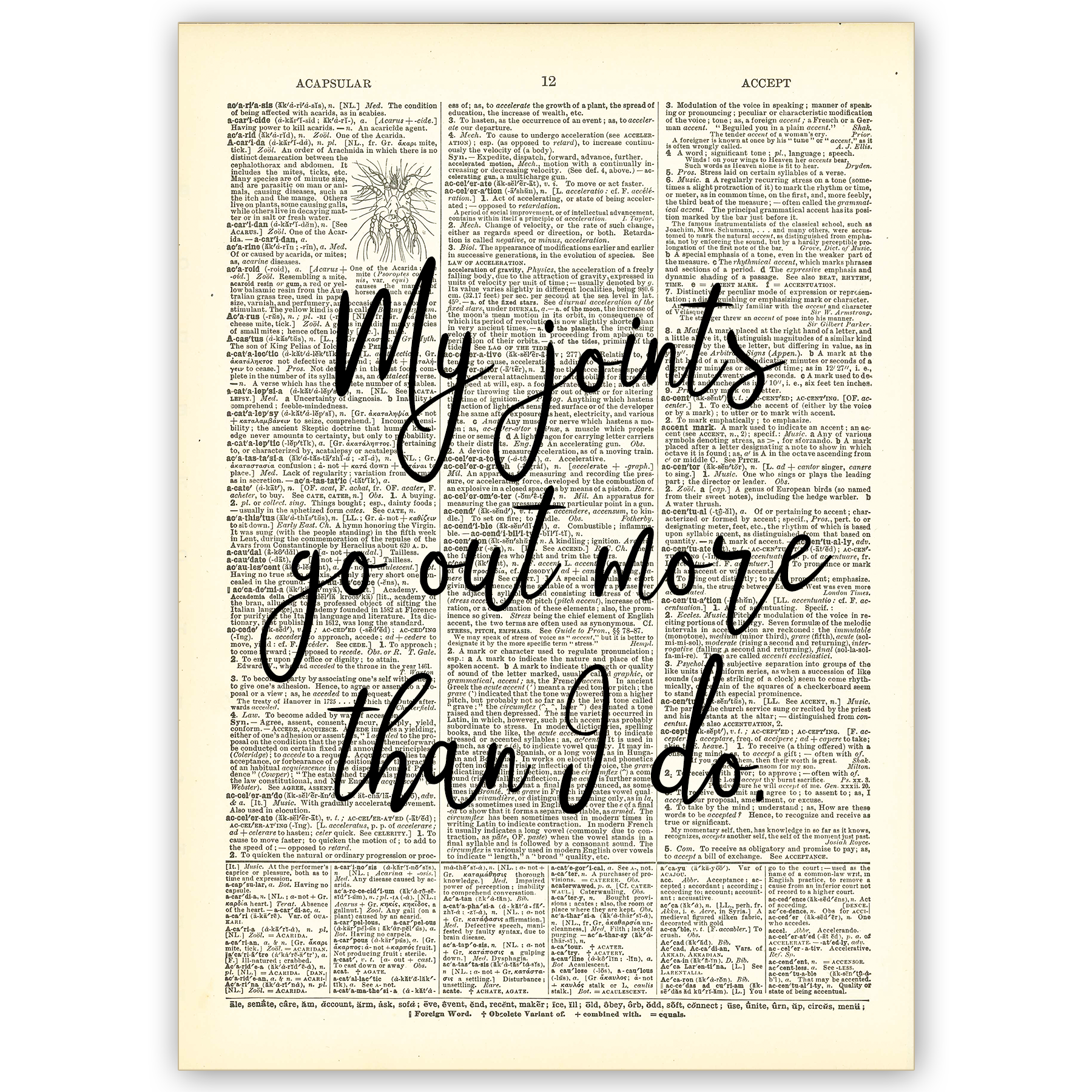 Art Print Dictionary Page | Vintage | My Joints Go Out - Feelin' Memphis LLC, image size:1800x1800