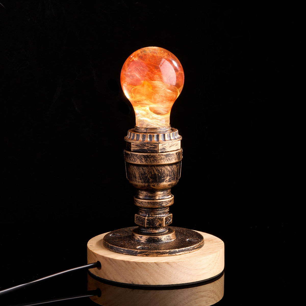 EP LIGHT Handmade Sunflower Led Light Bulb: Bulb+Wooden Base