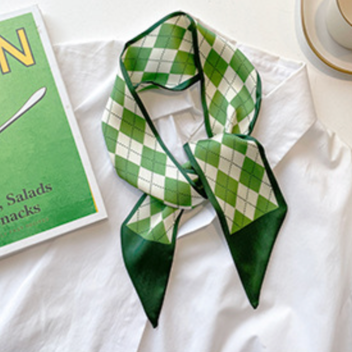 Silk Twilly Scarf Neck Scarf for Handbag Accessory : Green