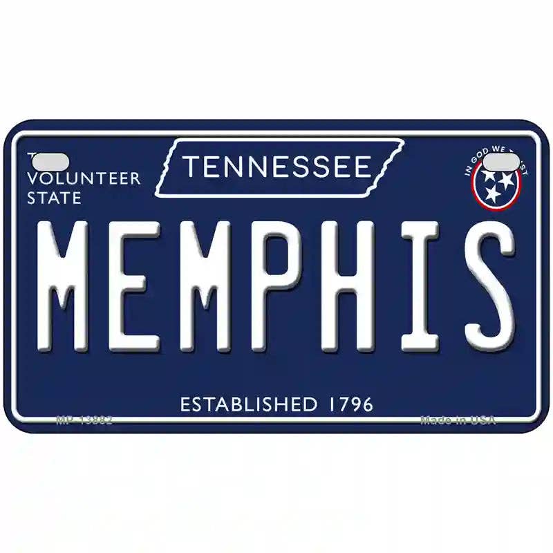Memphis Tennessee Blue Novelty Metal License Plate Tag