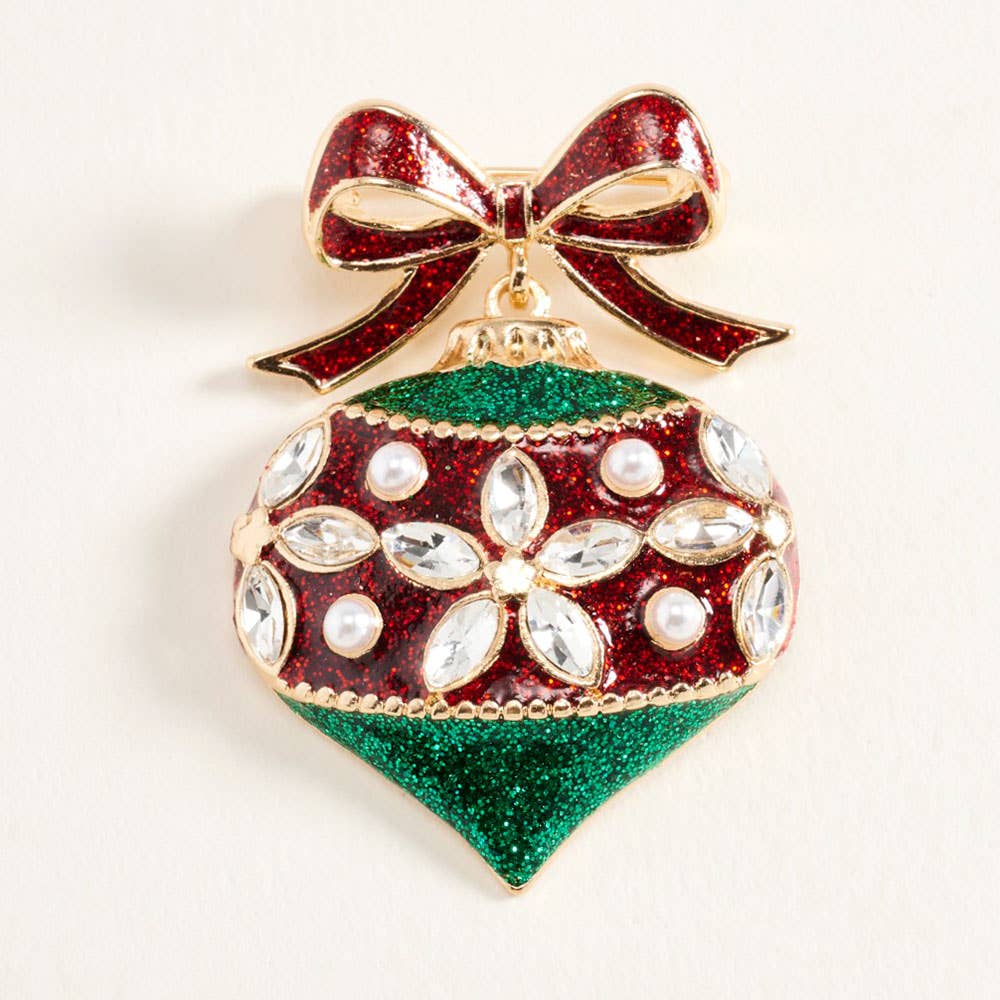 Christmas Bow Ornament Pin Brooch