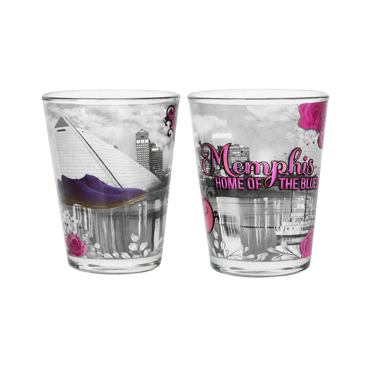 Memphis Shot Glass - Skyline Pink Roses