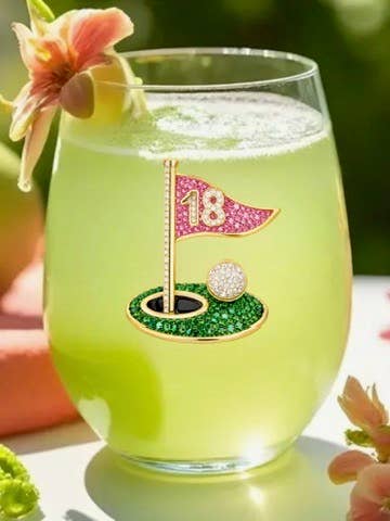 18th Hole Stemless Wine Glass
