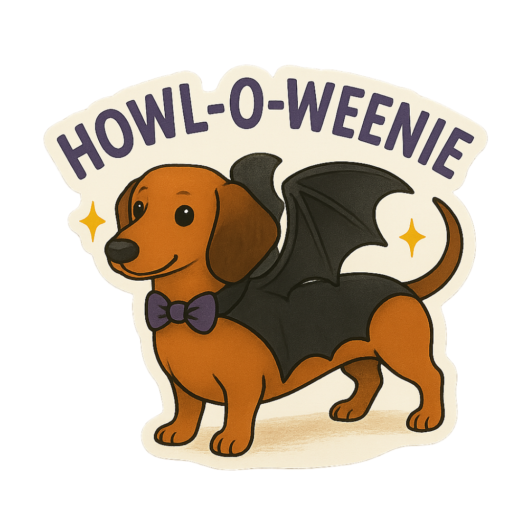 "Howl-O-Weenie" Funny Spooky Dog Halloween Sticker