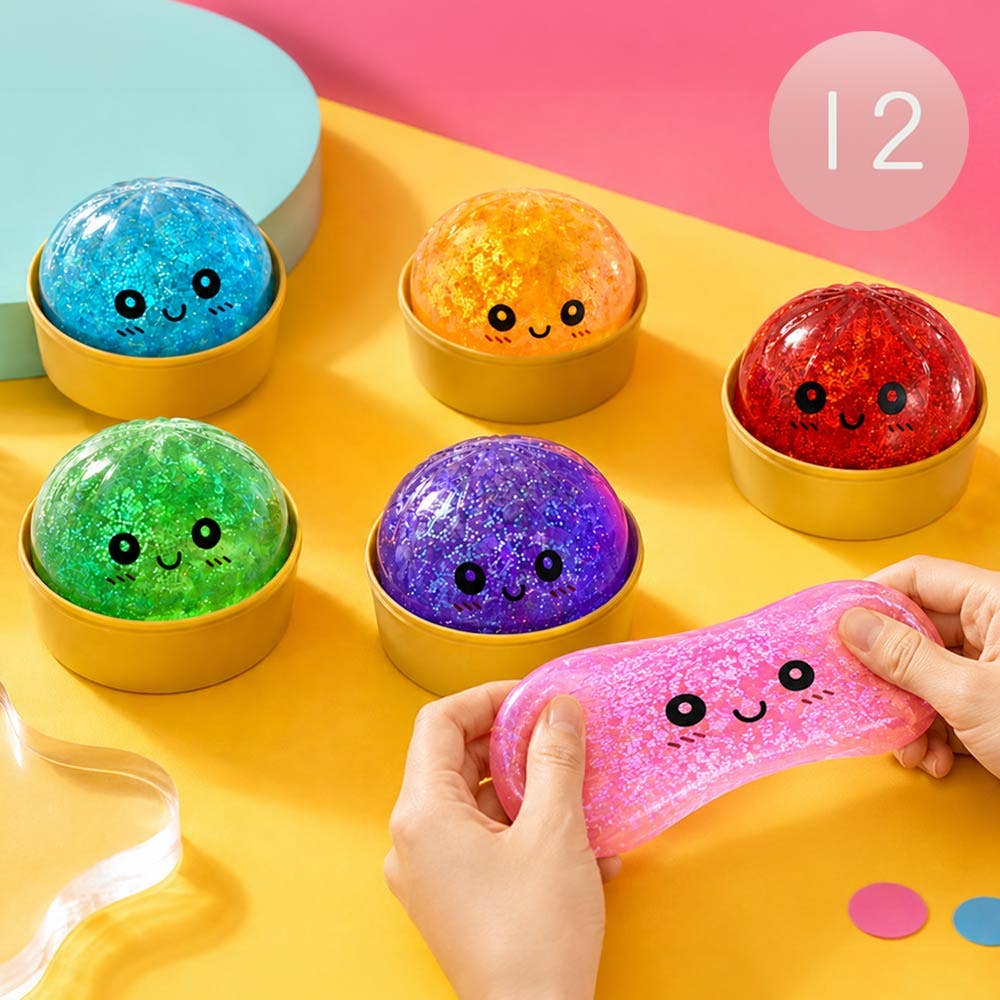 Glittered Steamed Bao Bun Dumpling Squeeze Squishy Stress Relief Toy