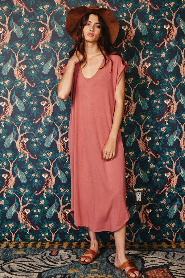 Scoop Neck Boxy Midi Dress