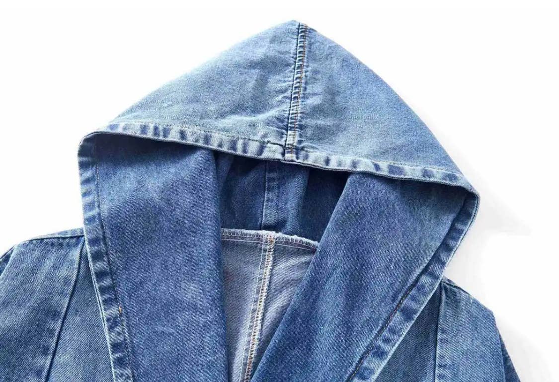 Hooded Wrap Jean Jacket ~ 1 Dk Wash