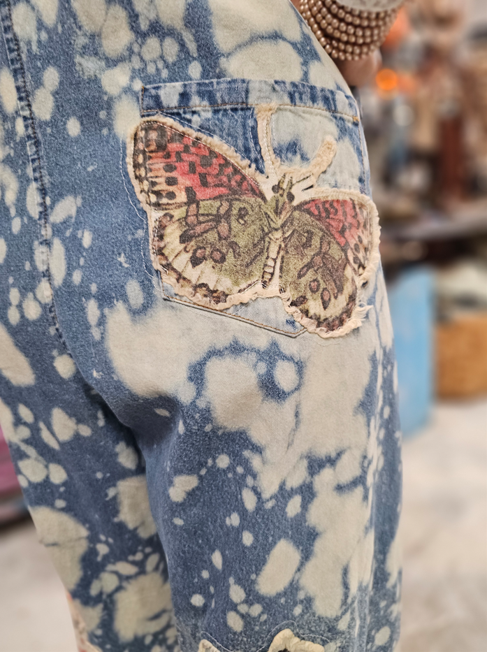 Vintage Butterfly Rose Overalls