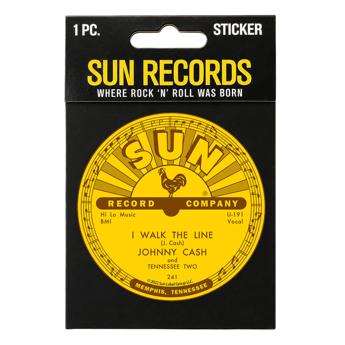 Sun Record Sticker - Johnny Cash I Walk The Line