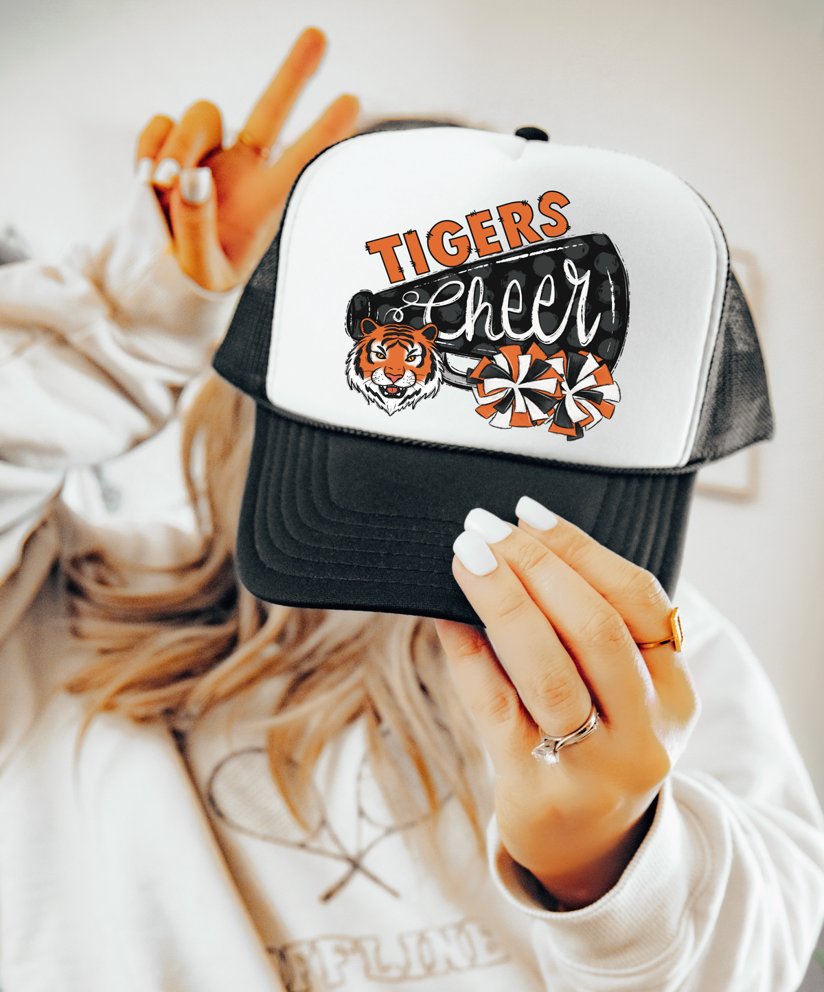 Tigers Mascot Trucker Ballcap: Black