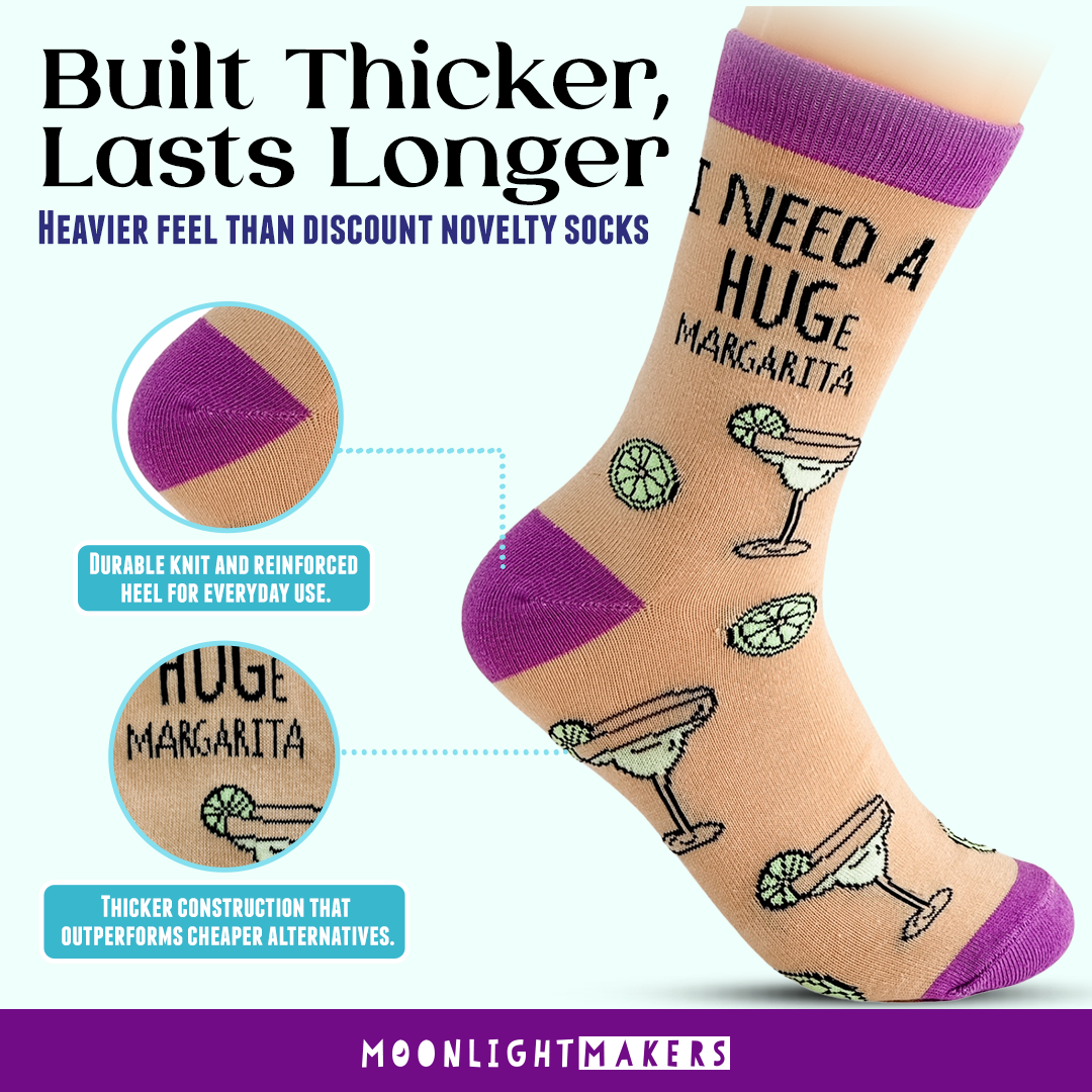 I Need a HUGe Margarita - Funny Unisex Socks - Tequila, Gift