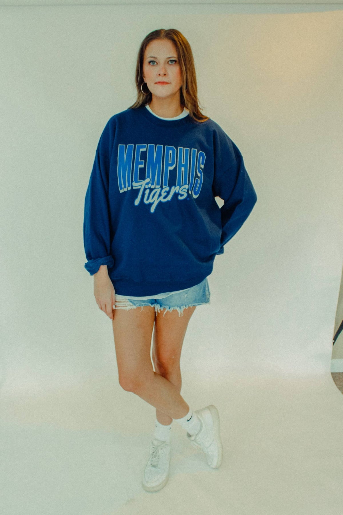 Memphis Tigers Cursive, Game Day Boxy Cotton Sweatshirt