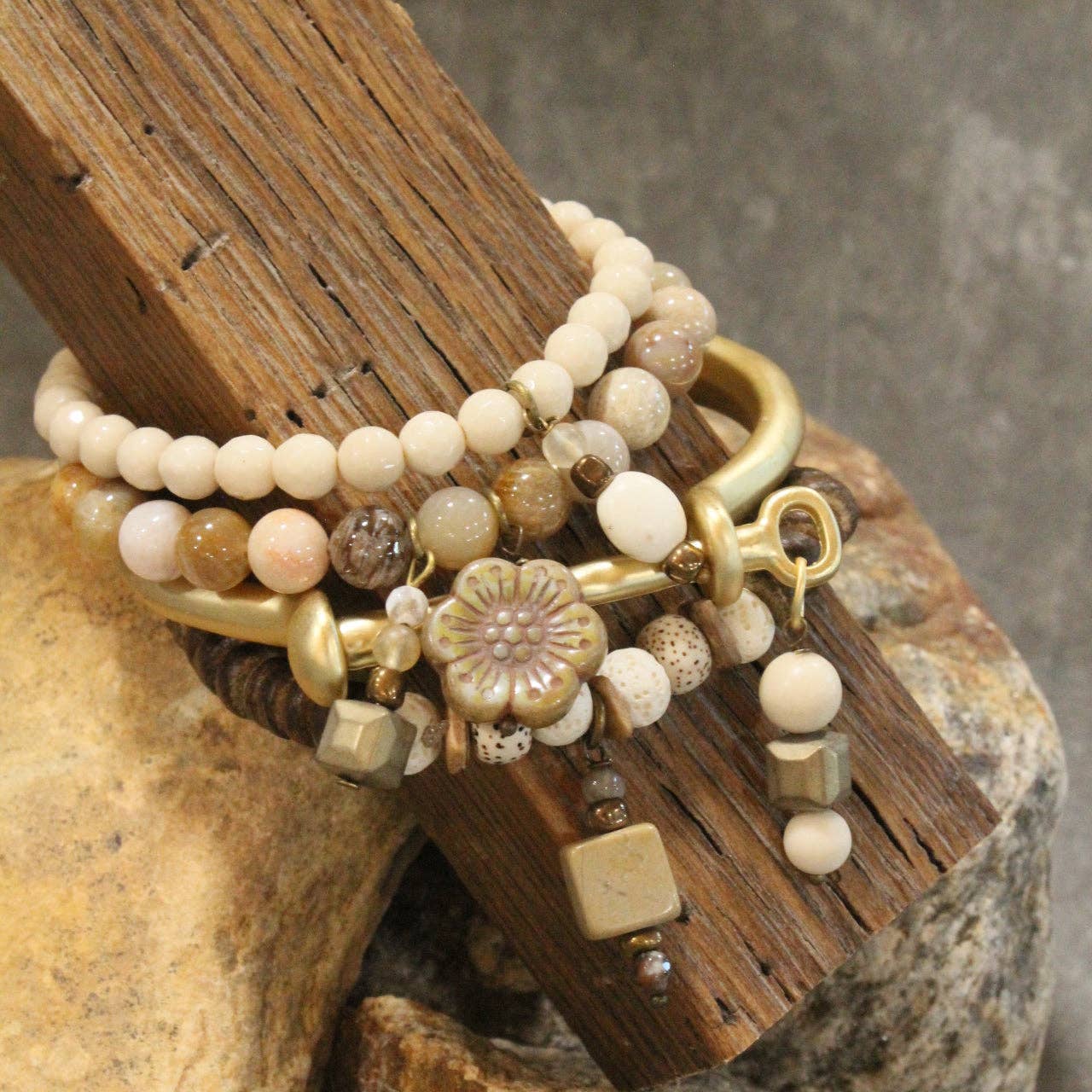 All Cuffed Up Golden Charm Bracelet Set