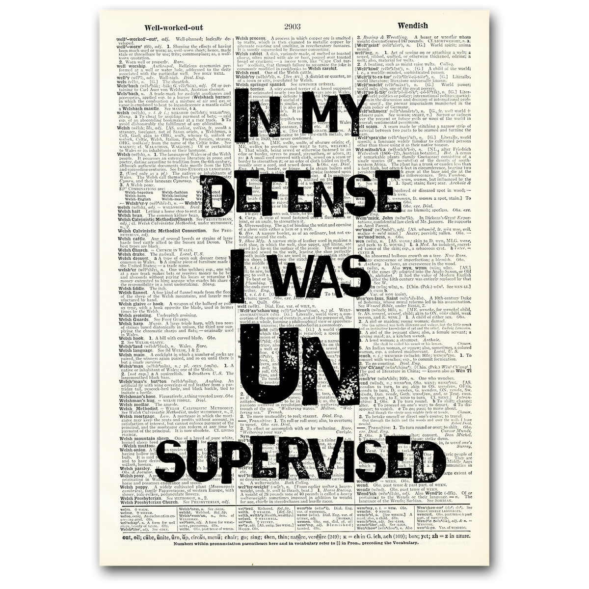 Art Print | Dictionary Page | Vintage | In My Defense