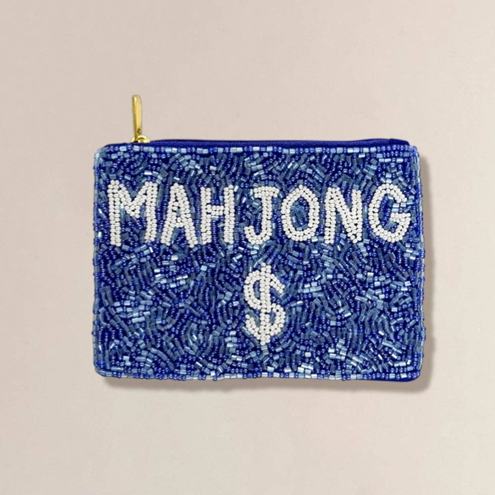 MAHJONG Message Beaded Mini Pouch Bag