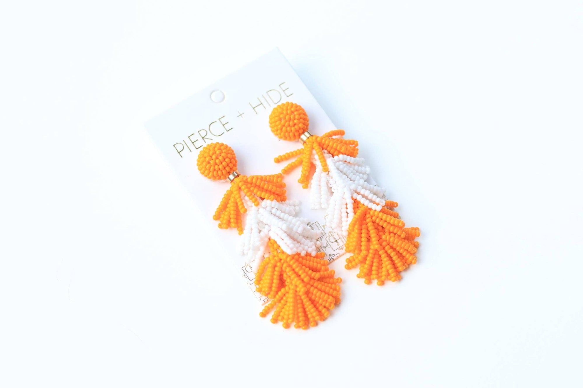 Custom Orange/White Tiered Tassel Earrings| GAME DAY EARRINGS