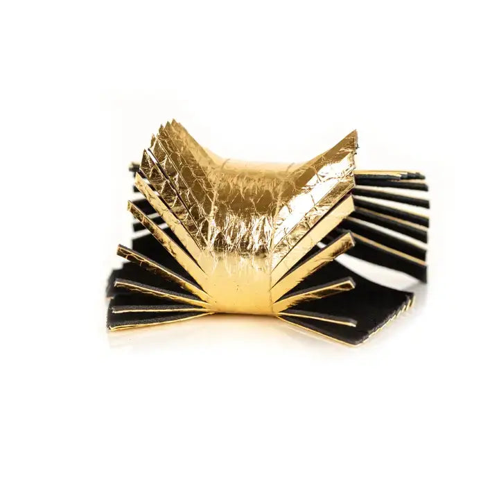Golden Phoenix Fringe Leather Cuff Bracelet