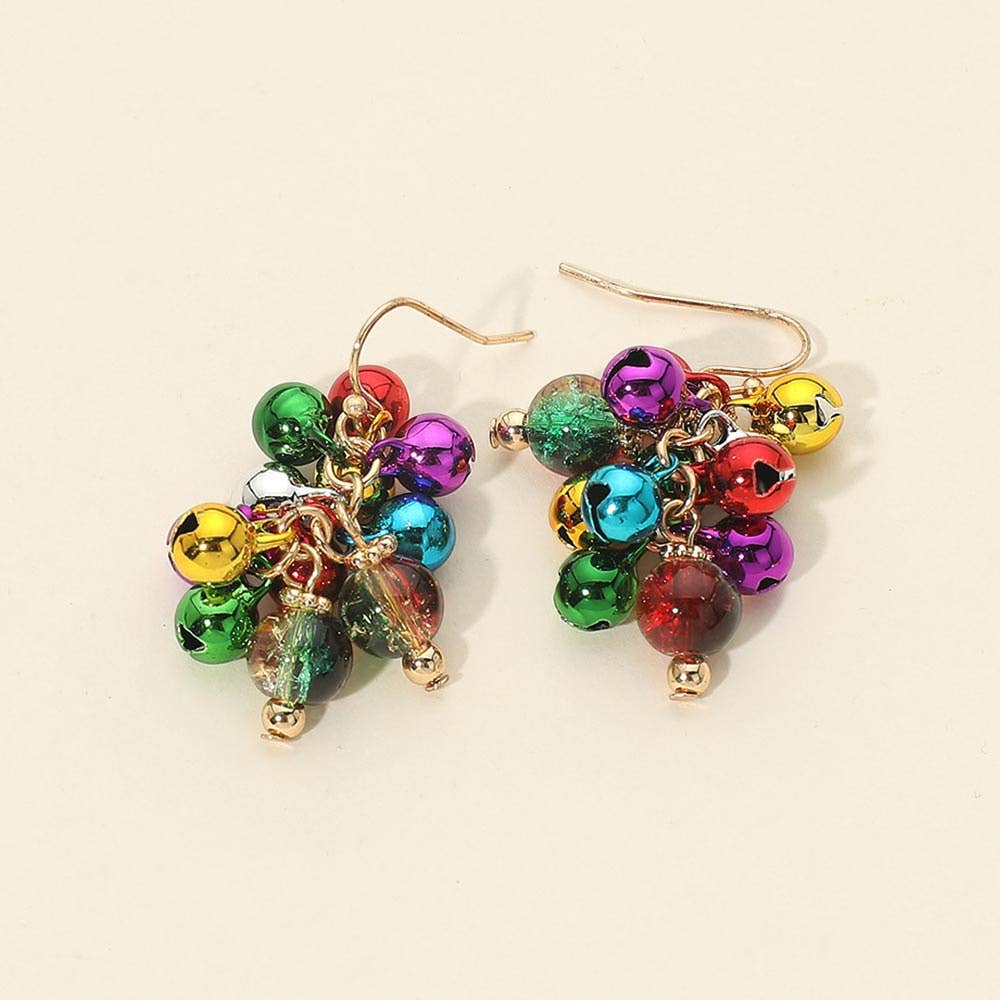 Christmas Festive Jingle Bell Charm Cluster Earrings
