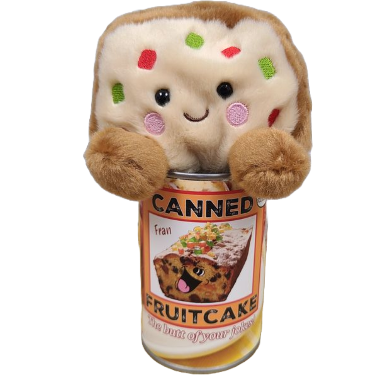 Canned Fruitcake | Plush Fruit Cake w/Jokes | Christmas : Pop Top Lid