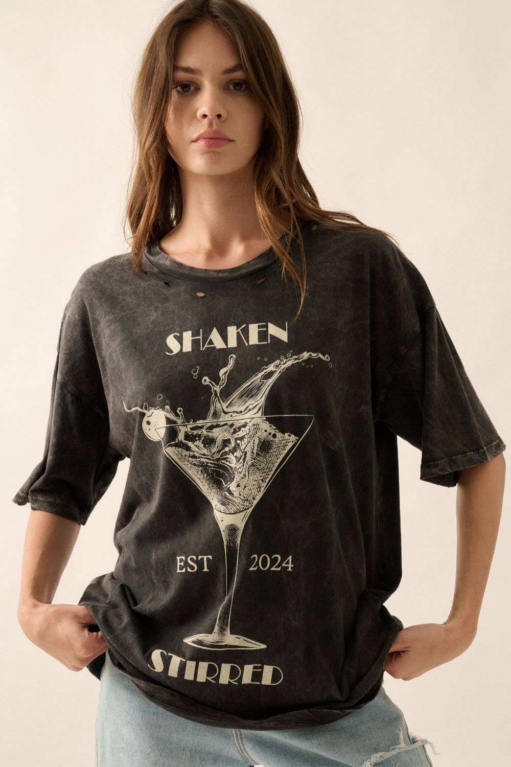 Shaken Stirred Martini Vintage Wash Graphic Tee