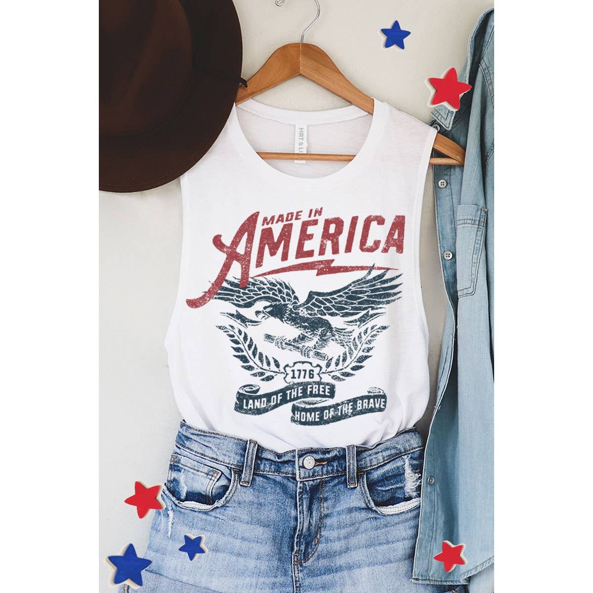 MADE IN AMERICA MINERAL GRAPHIC TANK TOP: White