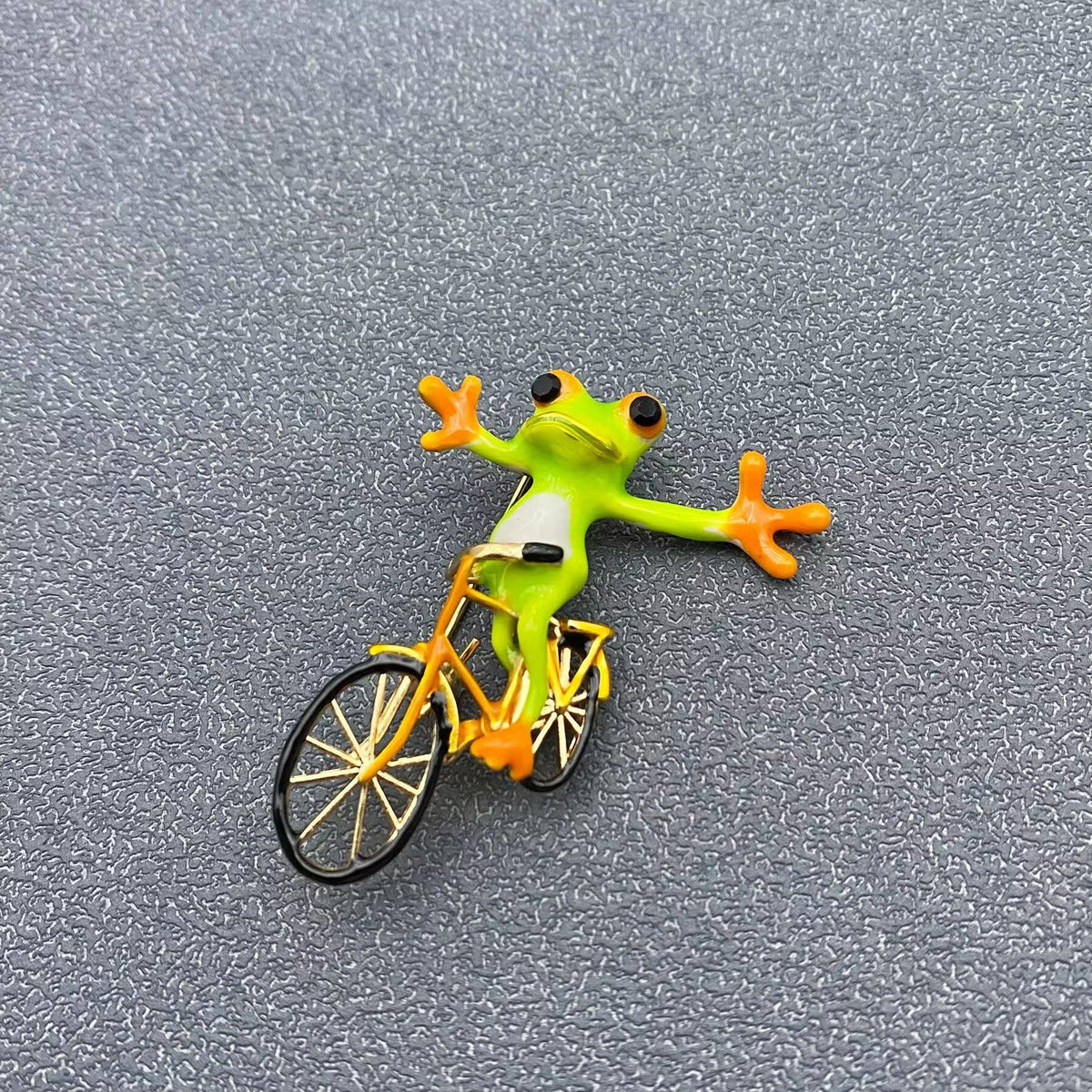 Frog Riding A Bike Brooch