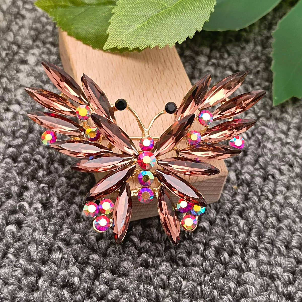 Sparkling Glass Rhinestone Butterfly Brooch
